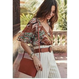 Sezane Aretha Blouse 100% Silk Button Up